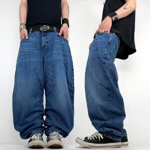 Vintage y2k faded stonewash baggy grunge wide leg faded archive jeans